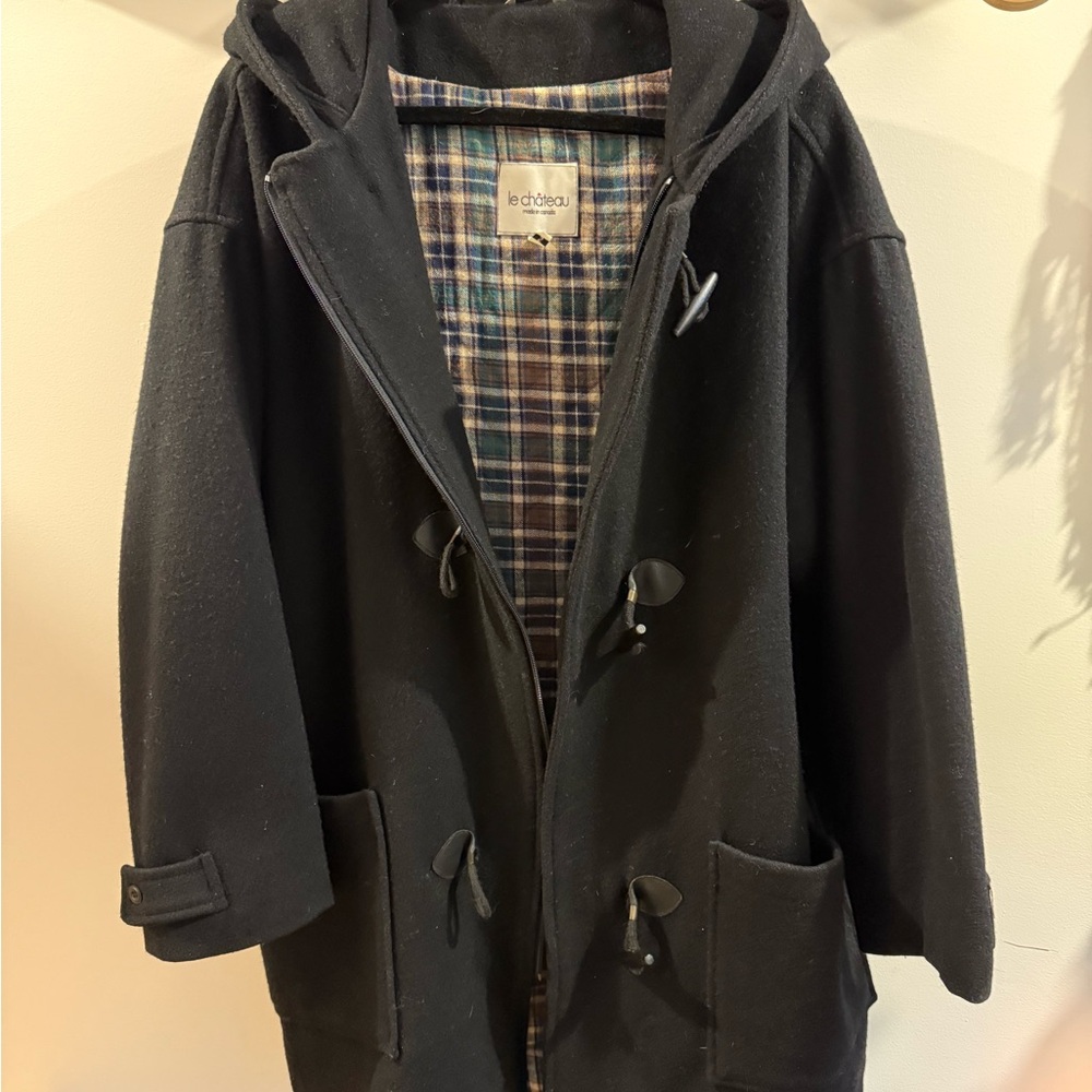 le chateau Black Hooded women’s Coat